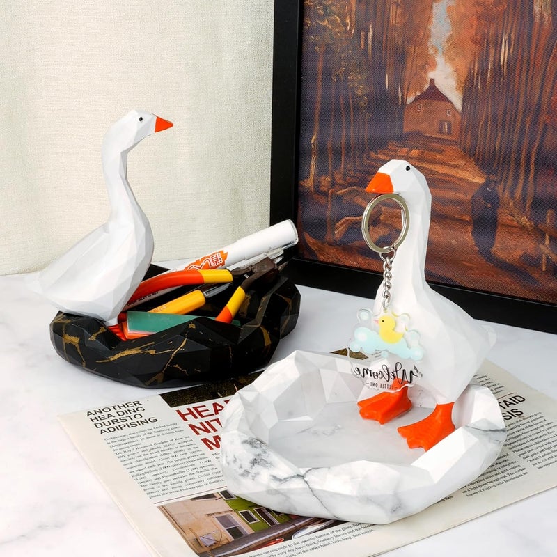 REFREZZ 7 INCH Desk Goose Decor Magnetic Goose Key Holder Set Silly Goose for Entryway Table Kawaii Nightstand Decor Nice Apartment Gift and Housewarming Gift for New House - Image 3